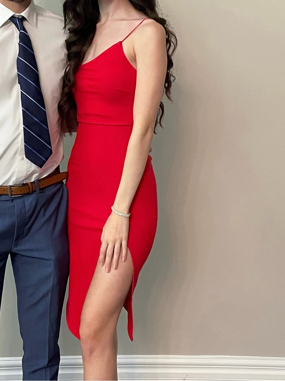 Princess Polly Red Asymmetrical One-Shoulder Midi Dress